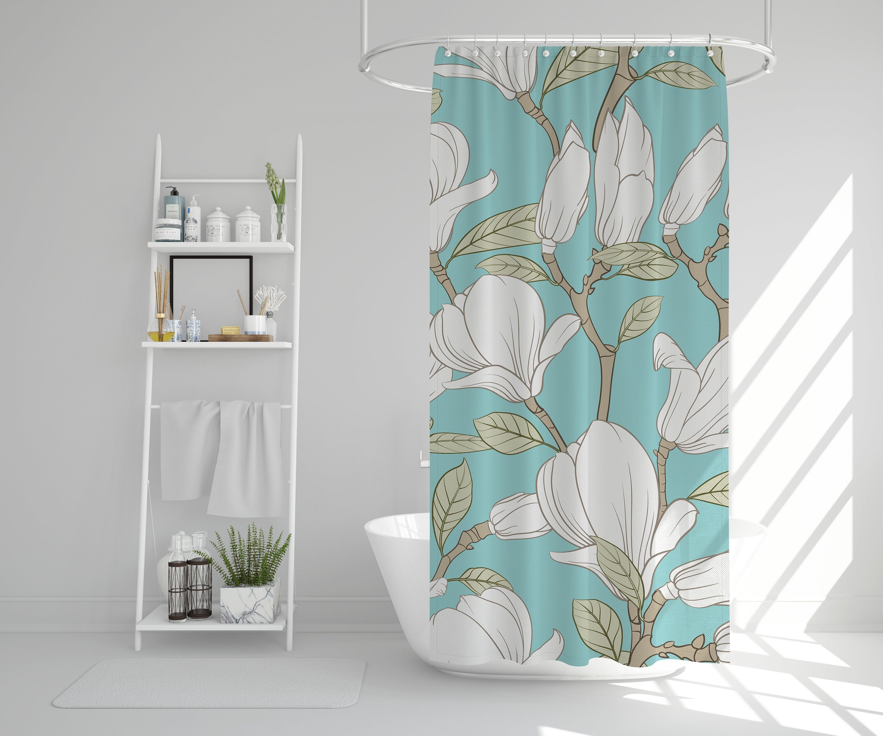 Disney Floral Boho Shower Curtain, Botanical Curtain with Unique Gift Art Decor - Image 2