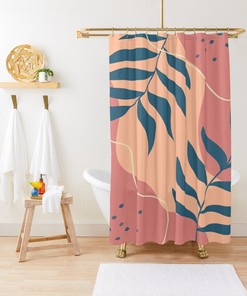 Disney Floral Boho Shower Curtain, Waterproof Chic Floral Bathroom Decor, made of Recycled Material with Hooks Included