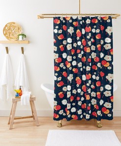 Disney Floral Colorful Shower Curtain, Boho Chic Decor, Flowers, Eco-Friendly and Waterproof Material