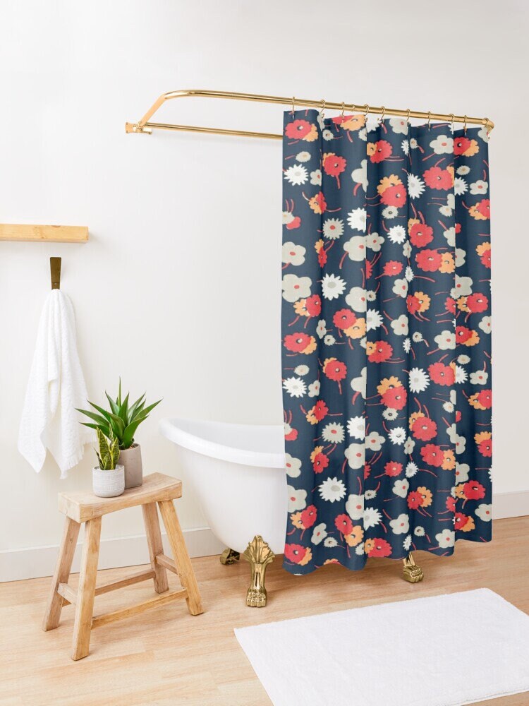 Disney Floral Colorful Shower Curtain, Boho Chic Decor, Flowers, Eco-Friendly and Waterproof Material - Image 3