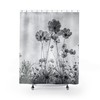 Disney Flower Cosmos Daisies Spring Shower Curtain in Black and White with a Vintage Touch
