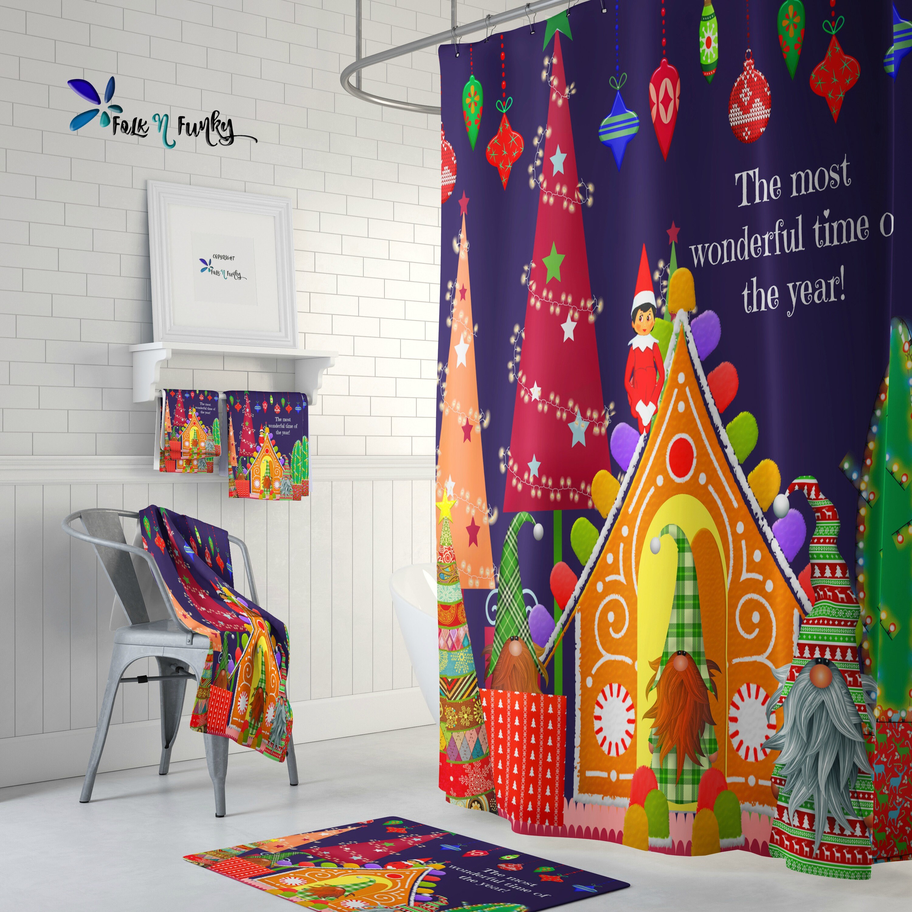 Disney Gnomes Christmas Shower Curtain for a Magical Holiday Bathroom Decor