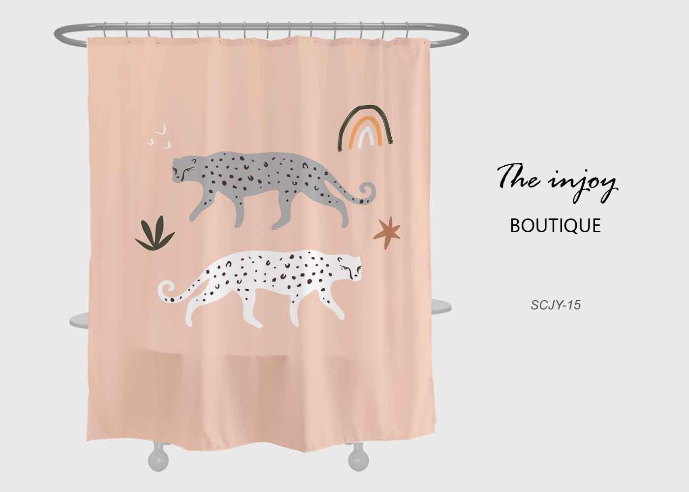 Disney Gray White Leopard Shower Curtain Perfect for a Modern Bathroom, Pink Touches, and Custom Sizes Available