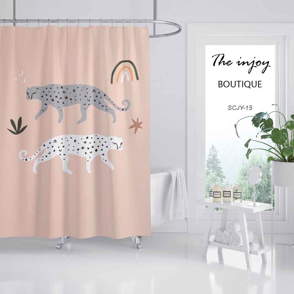 Disney Gray White Leopard Shower Curtain Perfect for a Modern Bathroom, Pink Touches, and Custom Sizes Available - Image 2