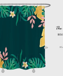 Disney Green Leaves Flowers Shower Curtain, Tropical Leaf Bathroom Decor, Custom Size Shower Curtains