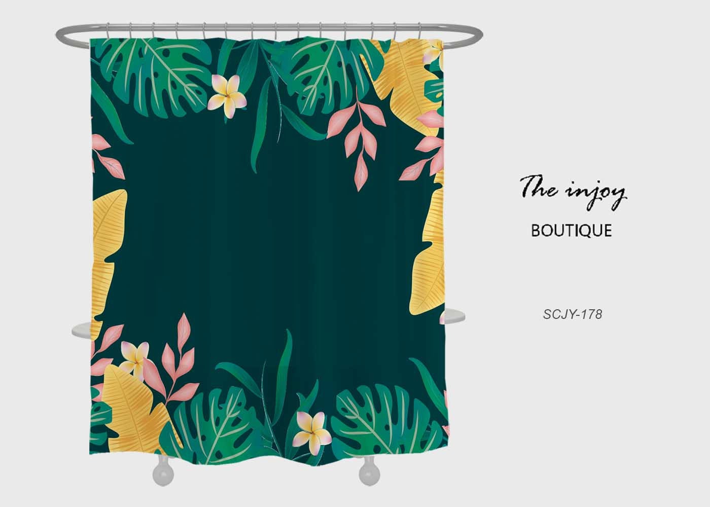Disney Green Leaves Flowers Shower Curtain, Tropical Leaf Bathroom Decor, Custom Size Shower Curtains