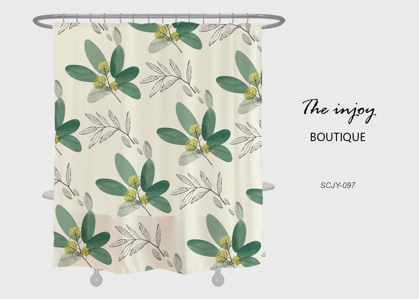 Disney Green Leaves Shower Curtain, Summer Style Waterproof Design for a Touch of Nature in Your Bathroom