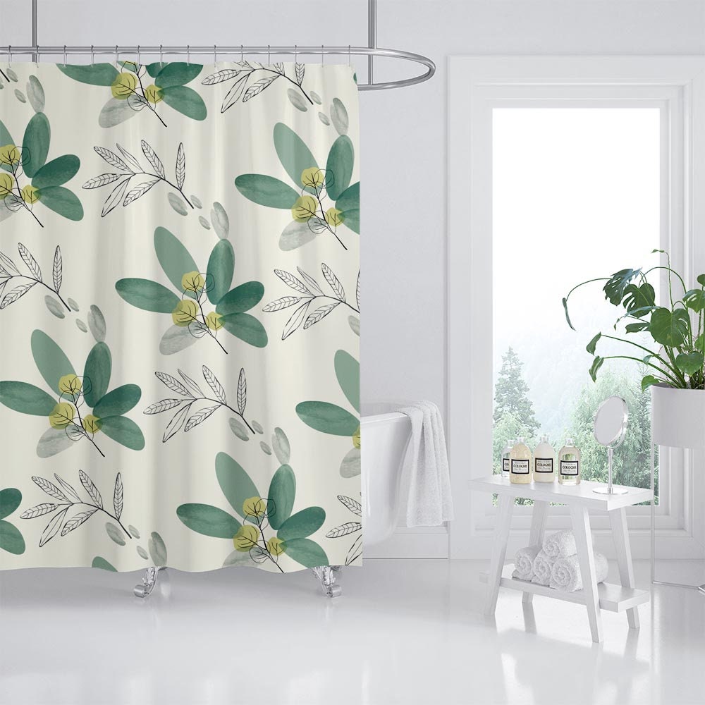 Disney Green Leaves Shower Curtain, Summer Style Waterproof Design for a Touch of Nature in Your Bathroom - Image 2