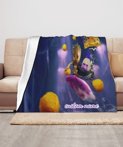 Disney Groot Custom Name Fleece Blanket - Personalized Gift for Fans of the Movie