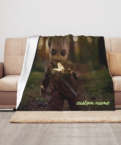 Disney Groot Fleece and Sherpa Blanket - Personalized Gift for Fans of the Movie