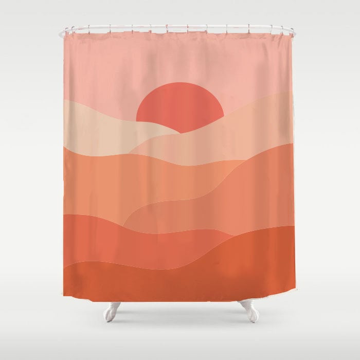 Disney Orange Sunset Sea Waterproof Shower Curtain with Hooks Included, a Landscape to Add Life to Your Bathroom Decor - Image 2