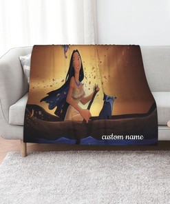 Disney Pocahontas II Journey to a New World Custom Name Soft Gift Blanket for Bed, Living Room or Sofa