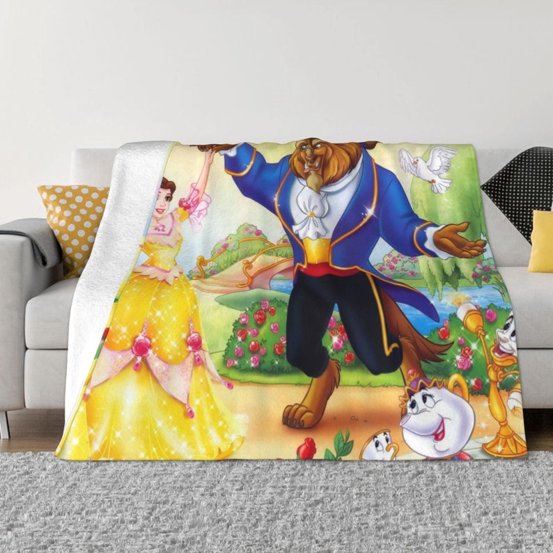 Disney Princess Beauty and the Beast Custom Name Double Layer Blanket Christmas Gift for Kids - Image 3