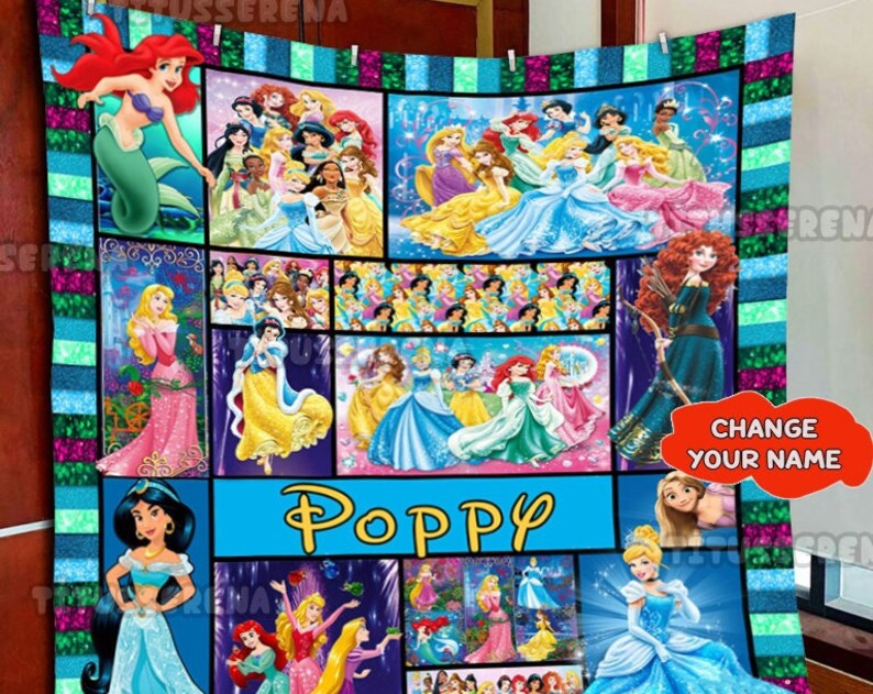 Disney Princess Quilt, Blanket and Birthday Party Theme - Perfect for Christmas Gifts and Movie Lovers - Image 2