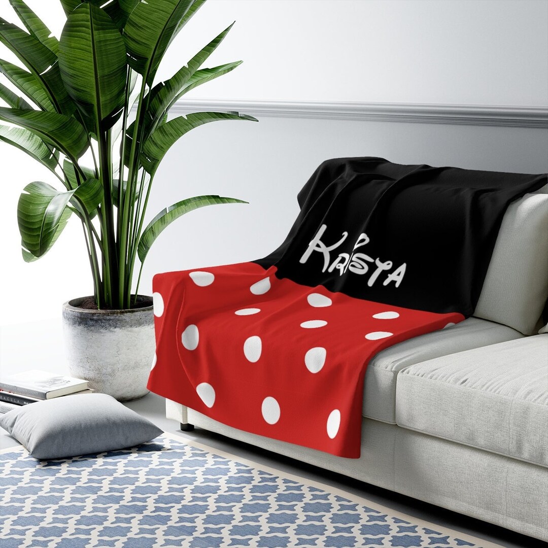 Disney Sherpa Fleece Blanket - Personalized Minnie Mouse Blanket for Home Decor