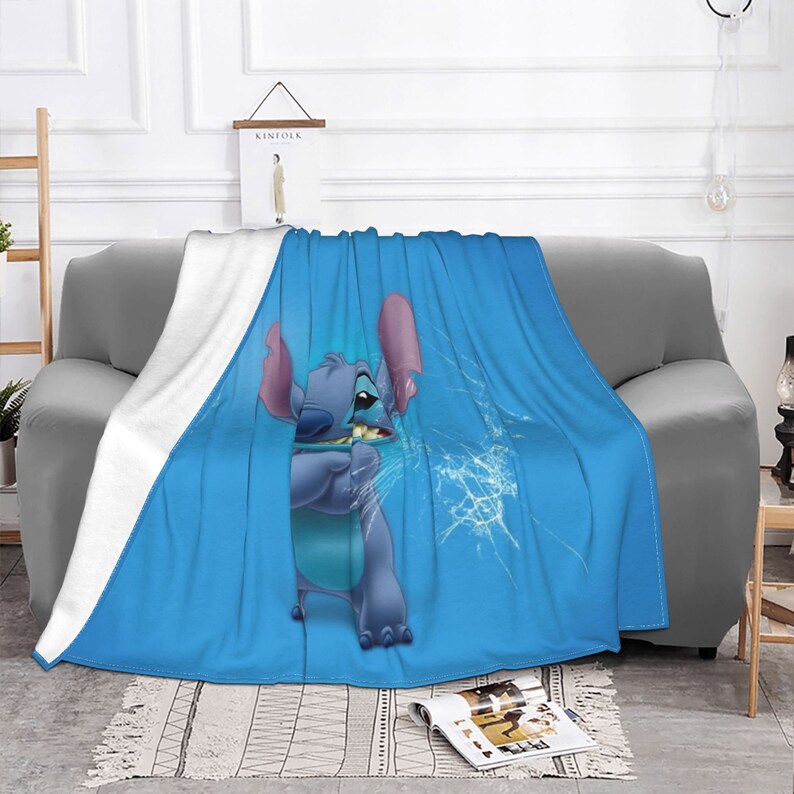 Disney Stitch Custom Name Printed 2-Layer Blanket - Soft Fleece Bedspread for Living Room, Bedroom or Sofa Covers - Image 3