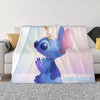 Disney Stitch Custom Name Printed Blanket - Two Layers Soft Fleece Bedspread for Living Room or Travel