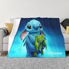 Disney Stitch Custom Name Printed Lightweight Blanket - Two Layers Soft Fleece Bedspread for Living Room, Bedroom Decor