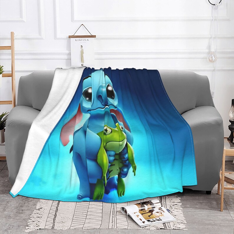 Disney Stitch Custom Name Printed Lightweight Blanket - Two Layers Soft Fleece Bedspread for Living Room, Bedroom Decor - Image 3