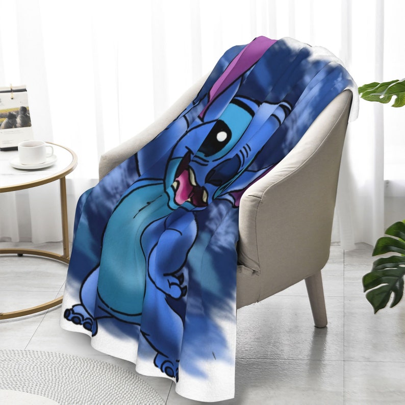 Disney Stitch Two Layers Blanket - Custom Name Printed Soft Fleece Bedspread for Christmas Gift or Home Decor - Image 3