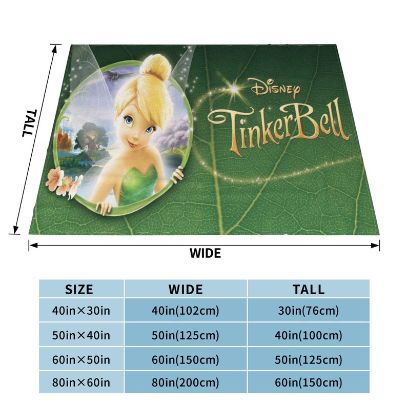 Disney Tinkerbell Two Layers Hive Printed Bedspread Sofa Covers Travel Camping Blanket - Image 3