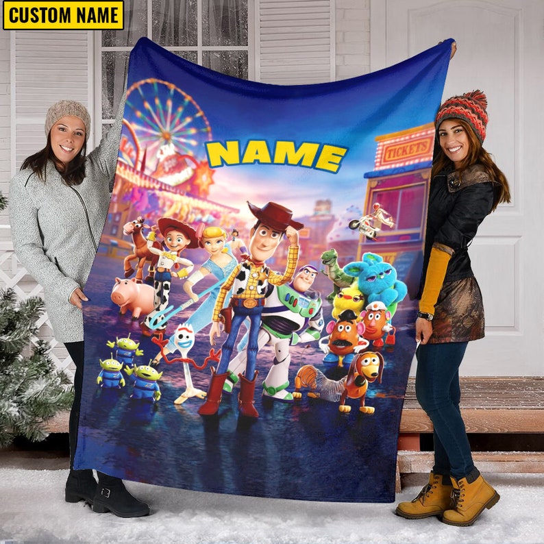 Disney Toy Story Woody Fleece Mink Sherpa Blanket, Alice Buzz Lightyear Birthday For Him Gift, Pixar Kids Blanket - Image 2