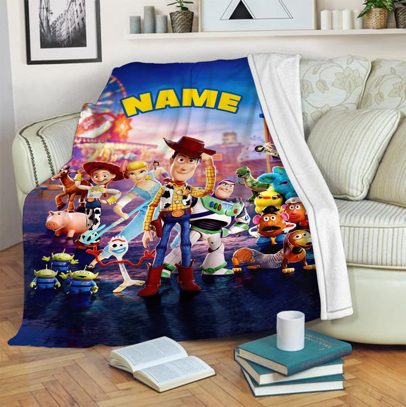 Disney Toy Story Woody Fleece Mink Sherpa Blanket, Alice Buzz Lightyear Birthday For Him Gift, Pixar Kids Blanket - Image 3