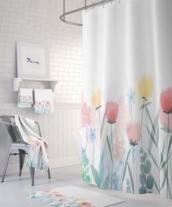 Disney Wildflower Shower Curtain, Bath Mat, Towel Options with Keywords At Home Shower Curtains
