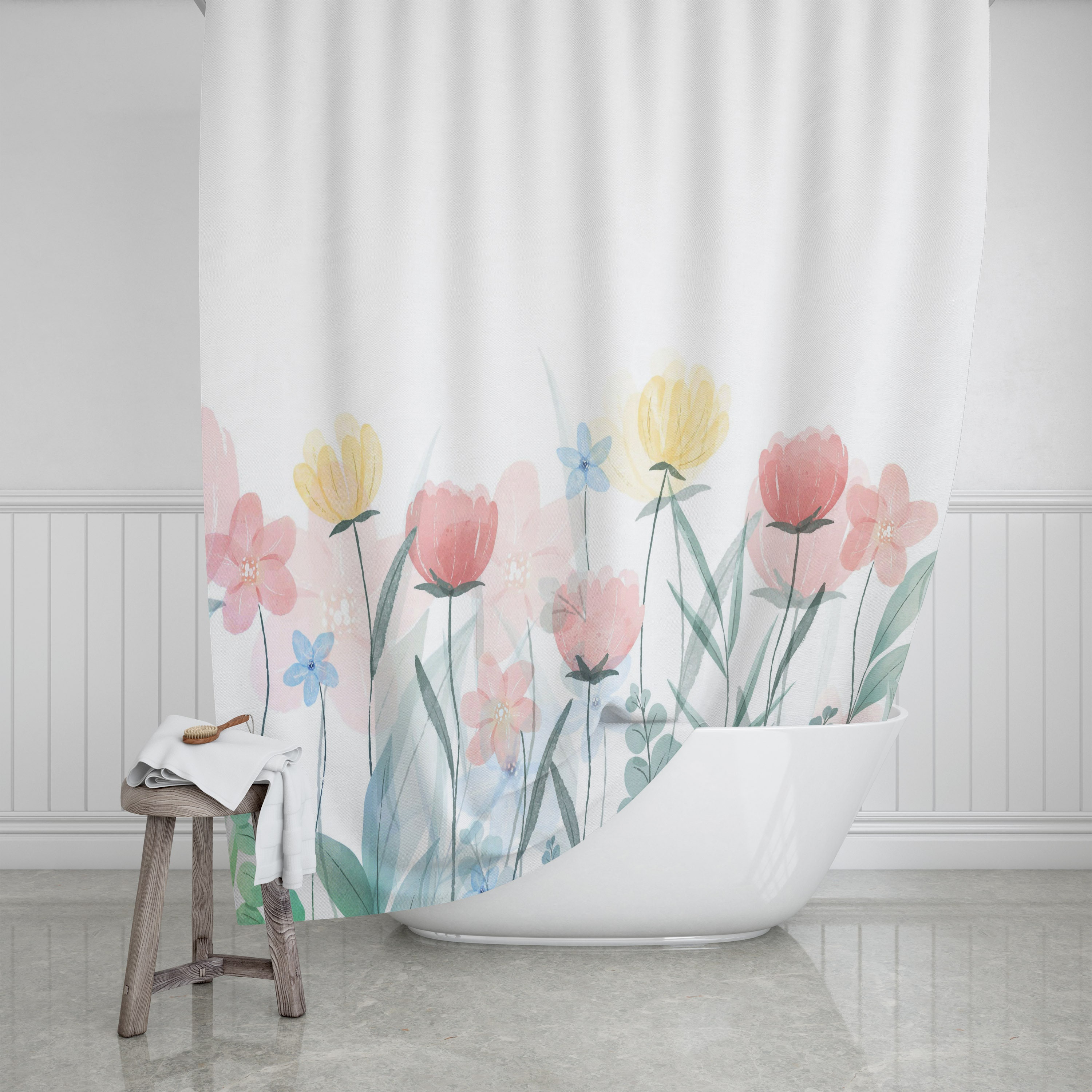 Disney Wildflower Shower Curtain, Bath Mat, Towel Options with Keywords At Home Shower Curtains - Image 2
