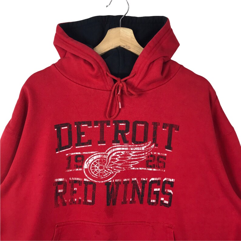 Distress Vintage Style Nhl Detroit Red Wings Pullover Hoodie Sweater Pullover - Image 2