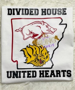 Divided House United Hearts Team T-Shirt, Uapb T-Shirt, Razorback T-Shirt, Golden Lions