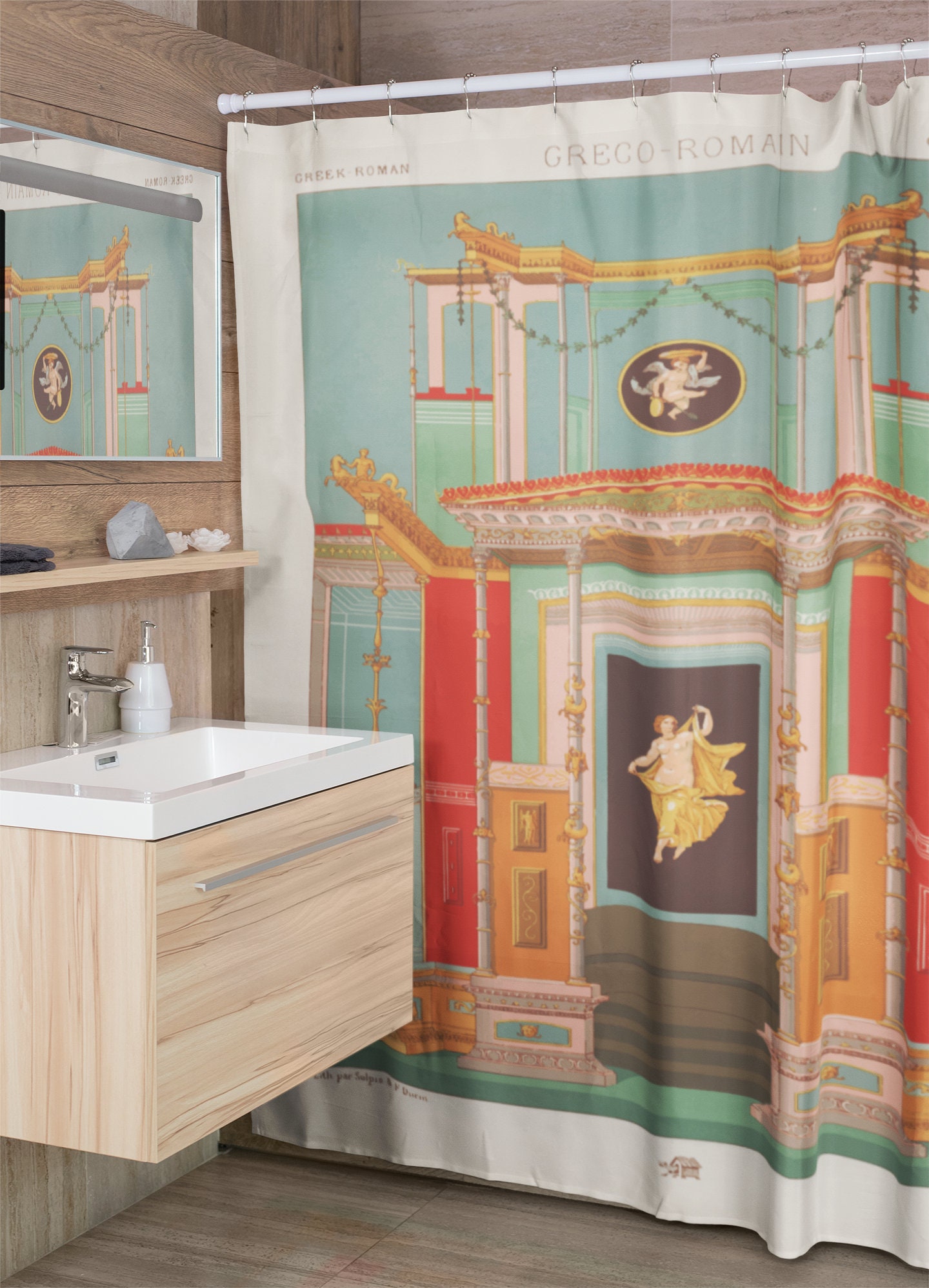 Divine Rome Greece Shower Curtain | Eco-Friendly Waterproof Bath Curtain | Divine Rome Greece Design