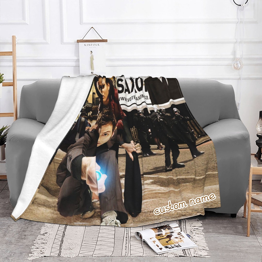 Doctor Who Custom Name Double Layer Blanket for Kids and Adults, Christmas Bedroom Decor Gifts