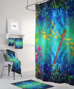 Dragonfly Boho Decor Shower Curtain for Natural Bathroom Design