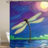 Dragonfly in Blue Hour Shower Curtain | Evening Full Moon Dark Night, Insect Bathroom Curtain | Home Bath Decor