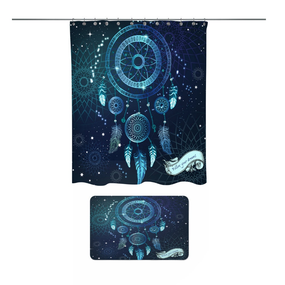 Dream Catcher Shower Curtain with Follow Your Dreams Galaxy Bath Accessories - Image 3