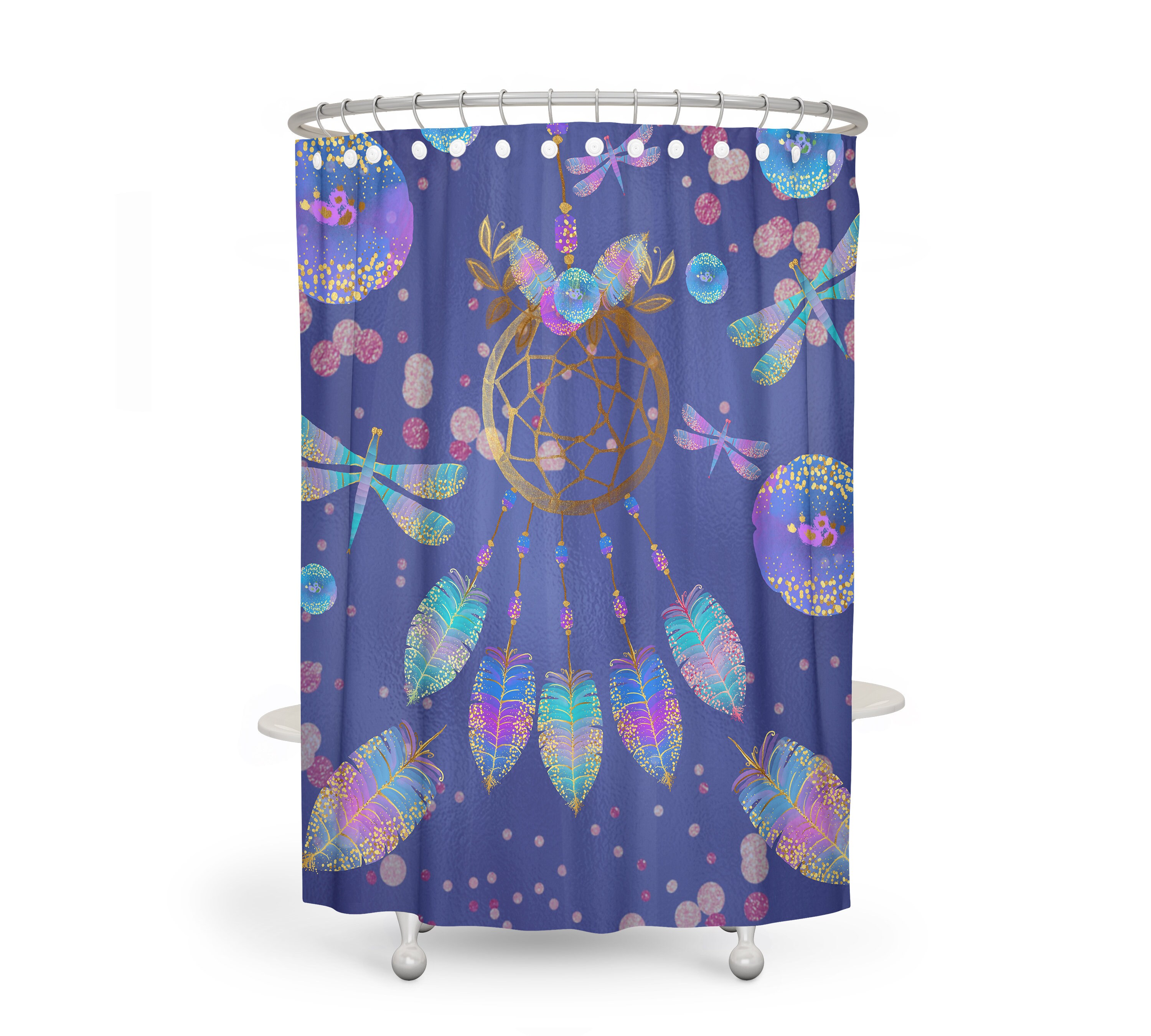 Dreamcatcher Shower Curtain Set with Bohemian Bath Decor - Image 2