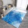 Dreamy Blue Gold Gradient Line Area Rug for Living Room in 70s Style