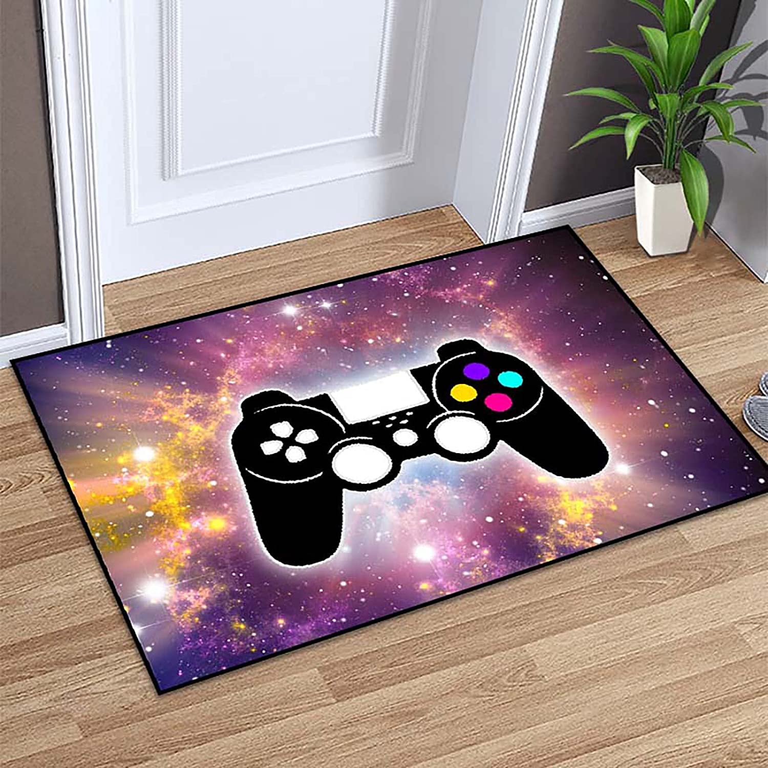 Dreamy Starry Sky T-Shirt, Hoodie, and Sweatshirt Area Rugs for Boys' Bedrooms, Gamepad Controller Printed Large Carpets for Living Room Decor