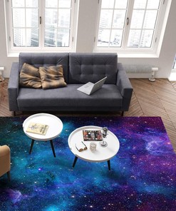 Dreamy Universe Purple Blue Starry Sky Area Carpet - Light Luxury Bedroom Rug with Non-Slip Bathroom Rugs Washable