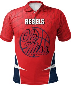 Dress to Impress with the NCAA Ole Miss Rebels Red and Blue Polo Shirt with Breathable Fabric