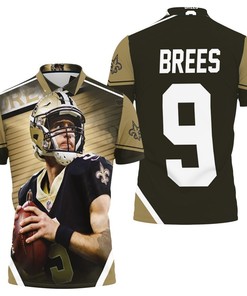 Drew Brees 9 New Orlean Saints Polo Shirt with All Over Print Design and Personalized Touch