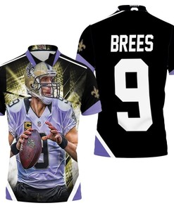 Drew Brees 9 New Orleans Saints Purple 3D All Over Print Polo Shirt with Breathable Fabric and Stylish Design