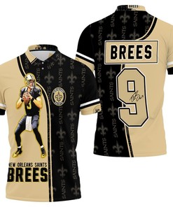 Drew Brees 9 New Orleans Saints Signature All Over Print Polo Shirt with 3D T-Shirt and Stylish Design