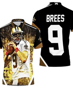 Drew Brees New Orleans Saints Black & Yellow 3D All Over Print Polo Shirt with Stylish Design and Unique Touch