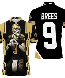 Drew Brees New Orleans Saints Black 3D All Over Print Polo Shirt with Unique Graphic Design and Striking Look