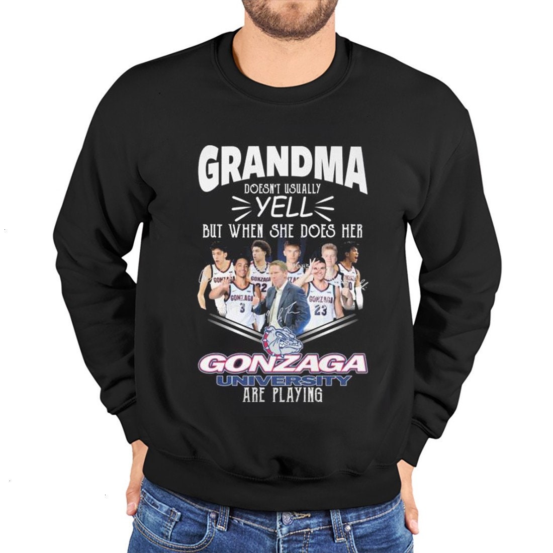 Drew Timme Mustache Silhouette Gonzaga Fan Sweatshirt