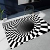 Durable 3D Illusion Trap Mat - Dynamic White and Black Carpet for Your Home