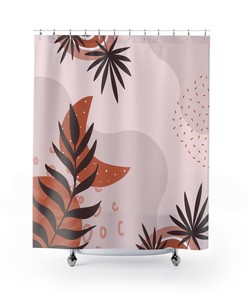 Dusty Pink Brown Boho Shower Curtain for Farmhouse Country Home Decor