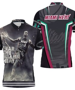 Dwyane Wade Miami Heat Fear The Legend Player Polo Shirt - 3D T-Shirt with Breathable Fabric and Athleisure Collar